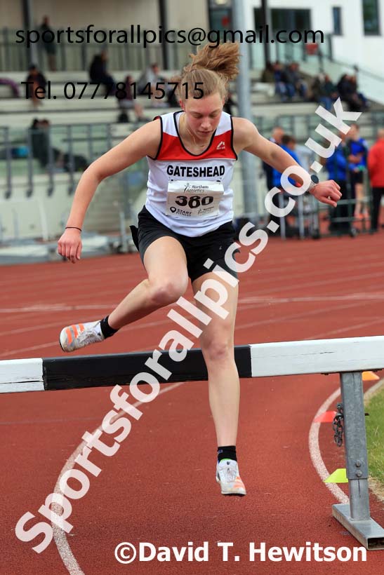 Senior and Under-20s Womens 2000 metres steeplechase, 2024 Northern Senior and Under-20s Track and Field Champs, Middlesbrough.  Photo: David T. Hewitson/Sports for All Pics